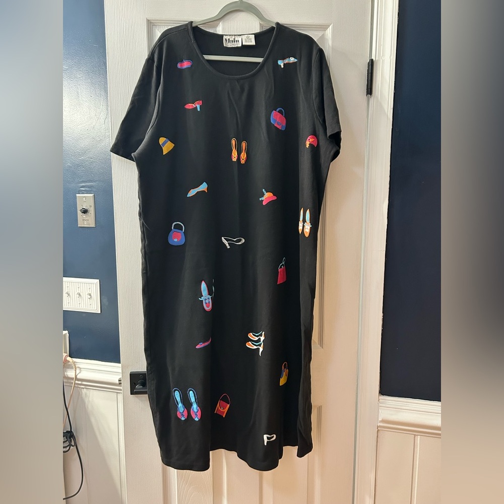 Chic Black Dress with Colorful Shoe Accents Main Street brand
